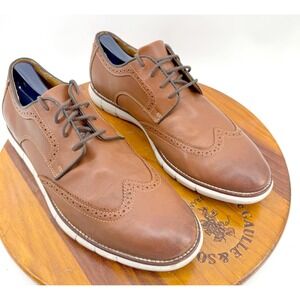 Johnston & Murphy Holden Mens 10 Tan Leather Wingtip Oxford Shoes Sneakers